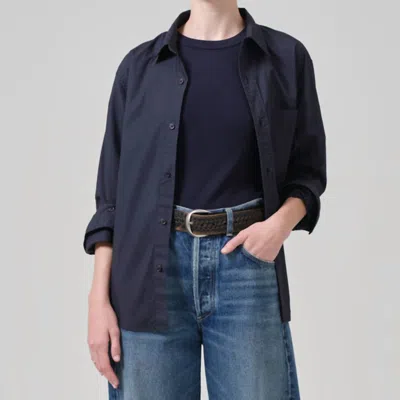 Citizens Of Humanity Kayla Shrunken Shirt In Navy In Blue