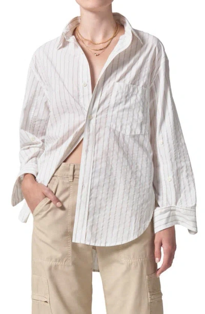 Citizen Of Humanity Kayla Stripe Oversize Poplin Button-up Shirt In Barrett Stripe