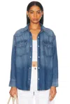Citizen Of Humanity Citizens Of Humanity Kayla Western Denim Snap-up Shirt In Douro