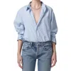 Citizen Of Humanity Shay Stripe Cotton Button-up Shirt In Blue
