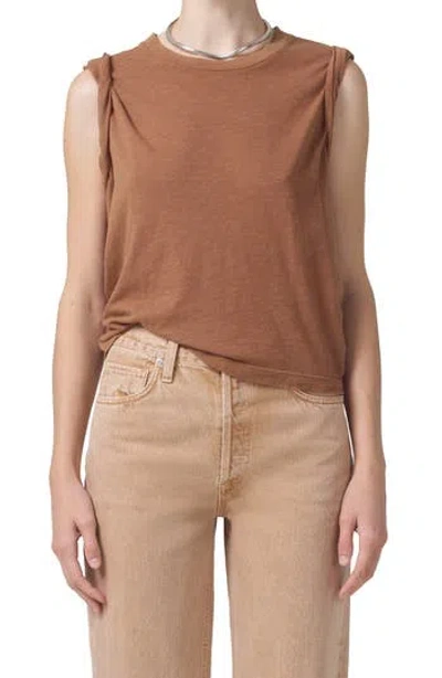 Citizens Of Humanity Kelsey Roll Slub-texture T-shirt In Malt Ball