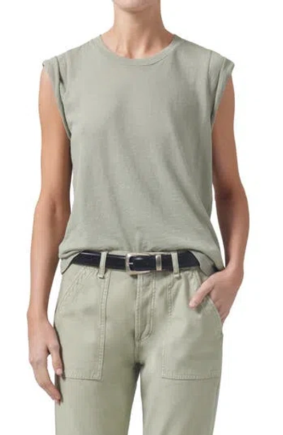 Citizen Of Humanity Citizens Of Humanity Kelsey Roll Sleeve T-shirt In Spring Moss