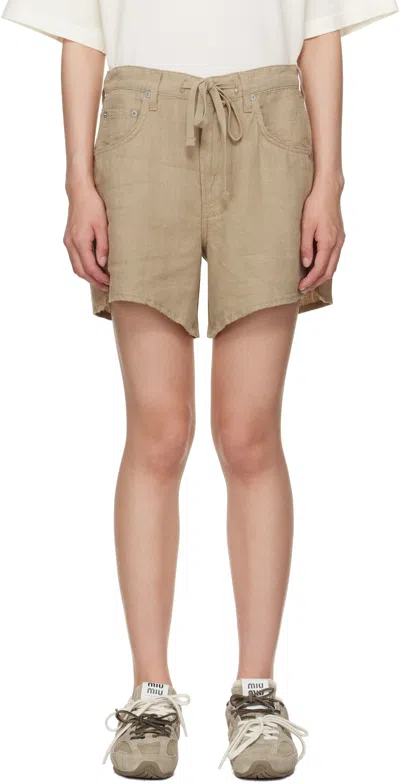 Citizens Of Humanity Khaki Brynn Drawstring Shorts In Neutral