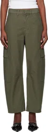 Citizens Of Humanity Marcelle Straight Twill Cargo Pants In Dogwood (dk Green)