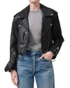 Citizen Of Humanity Citizens Of Humanity Kindra Cropped Leather Moto Jacket In Black