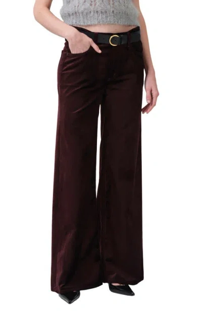 Citizens Of Humanity Loli Mid Rise Baggy Velvet Jeans In Burgundy