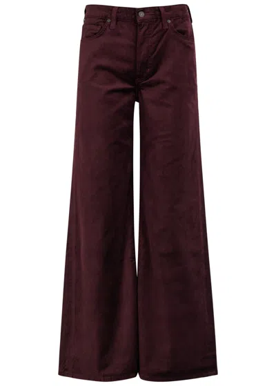Citizen Of Humanity Womens Burgundy Loli Baggy Wide-leg Mid-rise Velvet Trousers