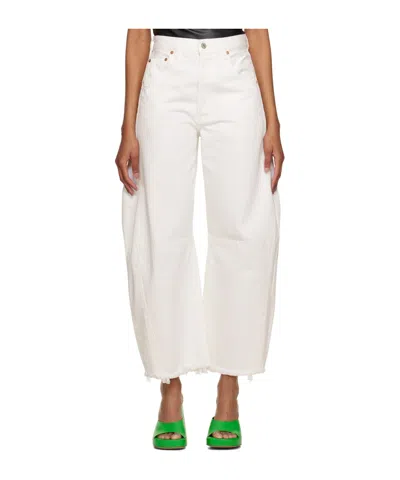 Citizen Of Humanity Loose-fit And Wide-leg Non-stretch Denim Jeans. Distressing Throughout. In White