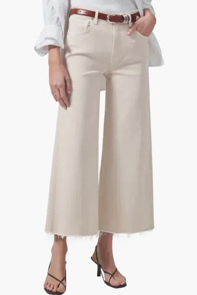 Citizen Of Humanity Citizens Of Humanity Lyra High Rise Crop Wide Leg Jeans In Almondette In White