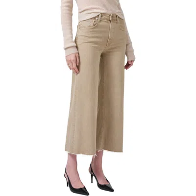 Citizen Of Humanity Citizens Of Humanity Lyra Raw Hem Ankle Wide Leg Jeans In Porcini