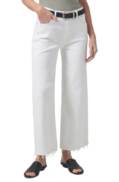 Citizens Of Humanity Lyra Raw Hem Ankle Wide Leg Jeans In White