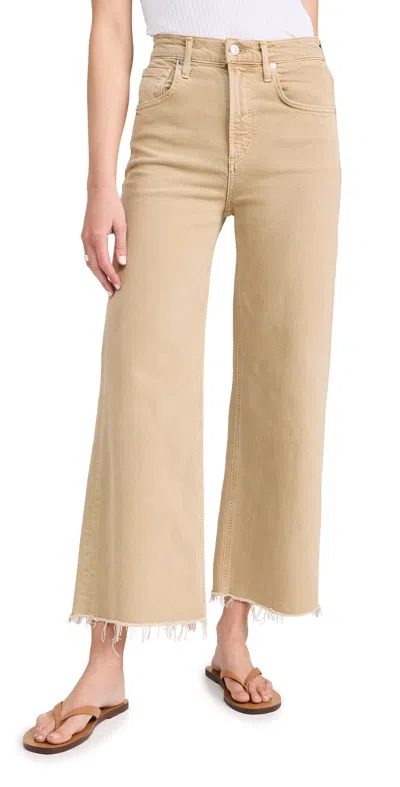 Citizen Of Humanity Lyra Crop Wide Leg Jeans In Porcini In Multi