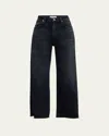 Citizen Of Humanity Medallion Lyra Wide Leg Crop In Washed Black In Medallion