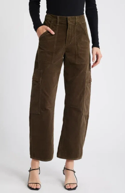 Citizen Of Humanity Citizens Of Humanity Marcelle Low Rise Barrel Corduroy Cargo Pants In Costes/ Dark Green