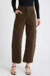 Citizens Of Humanity Marcelle Low Rise Barrel Corduroy Cargo Pants In Costes/dark Green