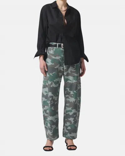 Citizen Of Humanity Marcelle Camo Print Low Rise Barrel Cargo Pants In Incognito