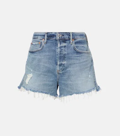 Citizens Of Humanity Marlow Distressed Denim Shorts In Blue