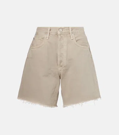Citizens Of Humanity Marlow Long Denim Shorts In Beige