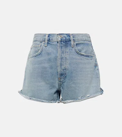 Citizens Of Humanity Marlow Mid-rise Denim Shorts In Blue