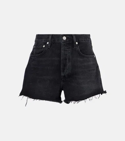 Citizens Of Humanity Marlow Vintage Mid-rise Denim Shorts In Black