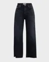 Citizen Of Humanity Medallion Lyra Wide Leg Crop In Washed Black In Black