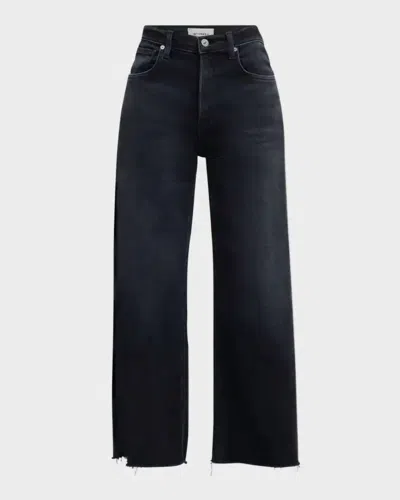 Citizens Of Humanity Medallion Lyra Wide Leg Crop In Washed Black