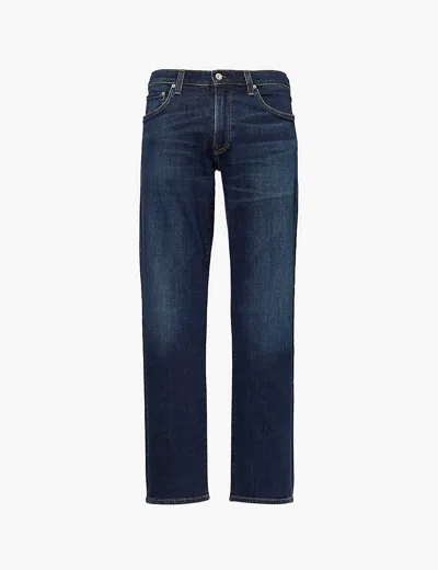 Citizen Of Humanity Mens Prospect (md/dk Indigo) Gage Regular-fit Straight-leg Mid-rise Stretch-denim And Cashmere Jeans In Blue