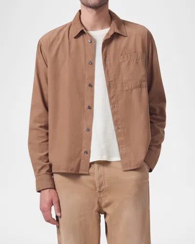 Citizen Of Humanity Men's Rework Button-down Shirt In Sahara (md Brow
