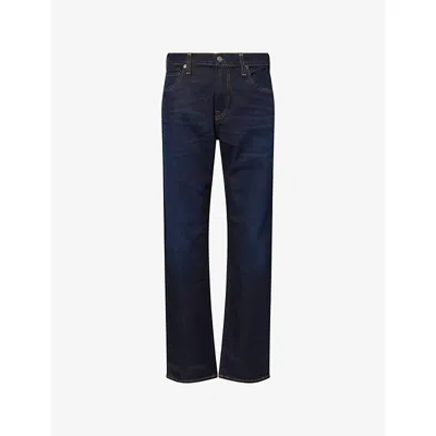 Citizen Of Humanity Mens Falcon (dk Indigo) Elijah Brand-patch Slim-fit Stretch Denim-blend Jeans In Blue
