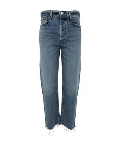 Citizen Of Humanity Middle Waist Logo Jeans In Blue