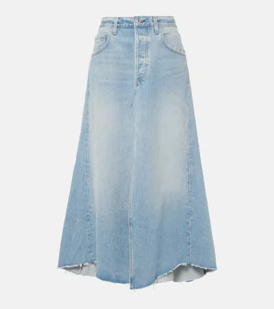 Citizens Of Humanity Blue Mina Denim Midi Skirt In Carousel (lt Indigo)