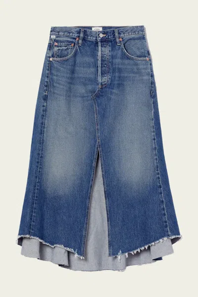 Citizen Of Humanity Mina Reworked Skirt In Brielle In Blue