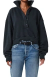 Citizen Of Humanity Citizens Of Humanity Mirelle Oversize Henley Sweatshirt In Charcoal