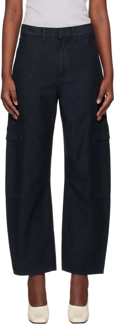 CITIZENS OF HUMANITY NAVY MARCELLE LOW SLUNG EASY CARGO TROUSERS