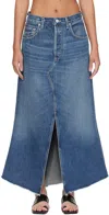 Citizen Of Humanity Navy Mina Denim Midi Skirt In Brielle (med/dk Ind)