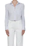 Citizen Of Humanity Nia Puff Shoulder Long Sleeve Crop Button-up Shirt In Multi
