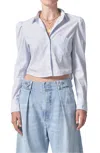 Citizen Of Humanity Nia Puff Shoulder Long Sleeve Crop Button-up Shirt In Multi