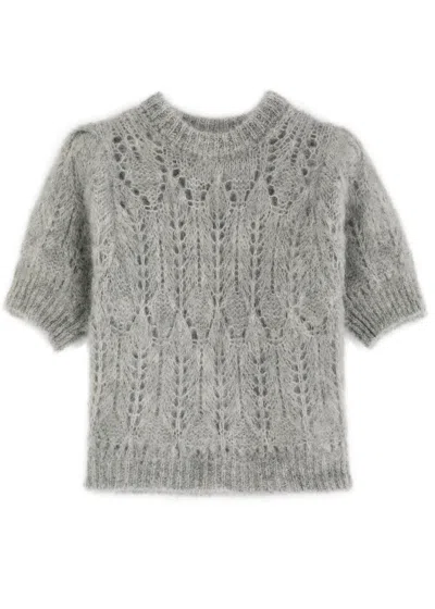 Citizens Of Humanity Odette Pointelle-knit Mohair-blend Jumper In Grey