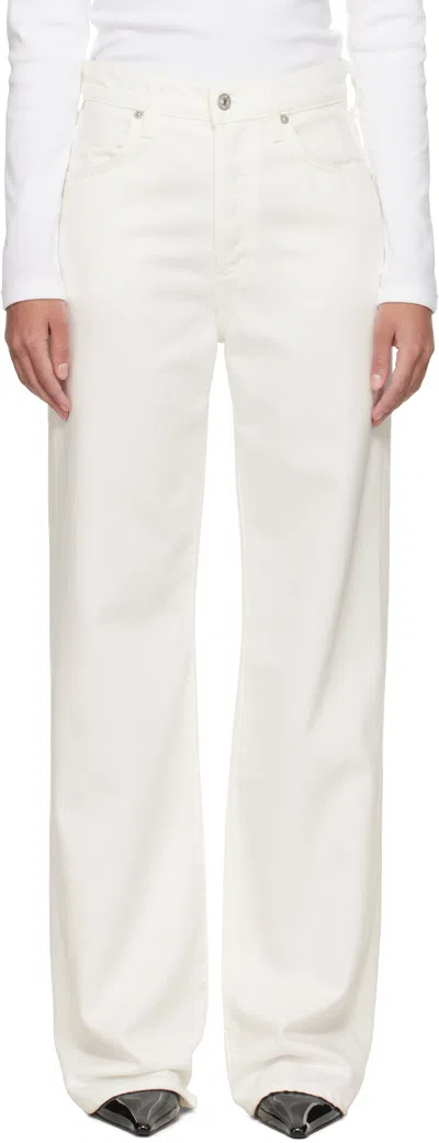 Citizen Of Humanity Off-white Annina High Rise Wide Leg 33 Jeans In Soft White (off Whit