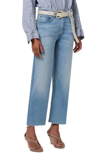 Citizens Of Humanity Palma High Waist Raw Hem Straight Leg Jeans In Lisbon (light Indigo)
