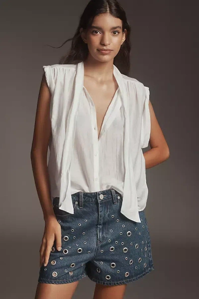 Citizens Of Humanity Penny Silk Blend Tie-neck Blouse In White