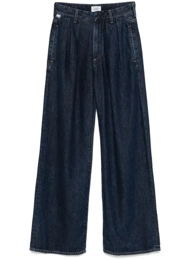 Citizen Of Humanity Wide-leg Trousers With Back Pockets And Front Pleats In Blue