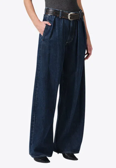 Citizen Of Humanity Petra Pleated Wide-leg Jeans In Blue