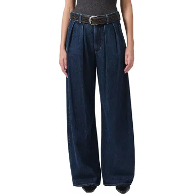 Citizens Of Humanity Petra Pleated Wide Leg Jeans In Blue