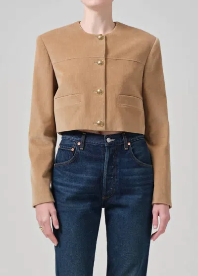 CITIZEN OF HUMANITY PIA CROPPED JACKET IN AMBRA