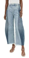 Citizen Of Humanity + Net Sustain Ayla Baggy Tuxedo High-rise Wide-leg Two-tone Organic Jeans In Fracture
