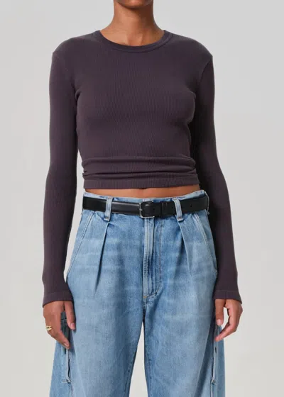 Citizen Of Humanity Pilar Crewneck Top In Charcoal In Pink