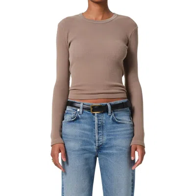 Citizens Of Humanity Pilar Long Sleeve Recycled Cotton Waffle Knit T-shirt In Bezal