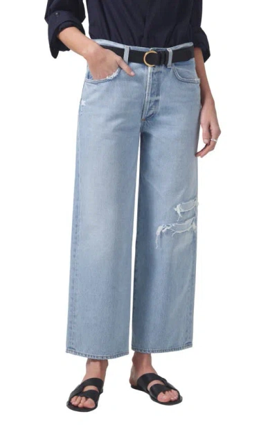 Citizens Of Humanity Pina Distressed Ankle Baggy Wide Leg Jeans In Cascade
