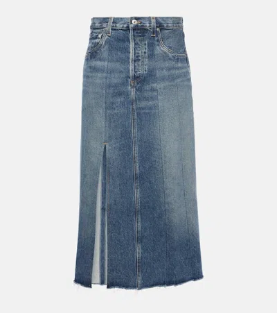 Citizens Of Humanity Raian Denim Midi Skirt In Blue